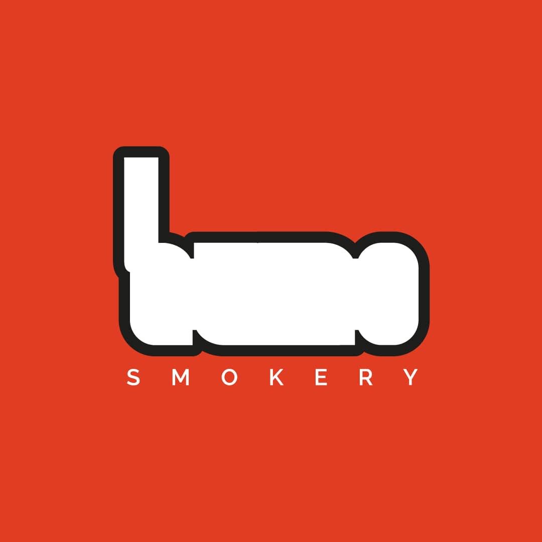 Imagen con Logotipo Humo Smokery color blanco con anaranjado